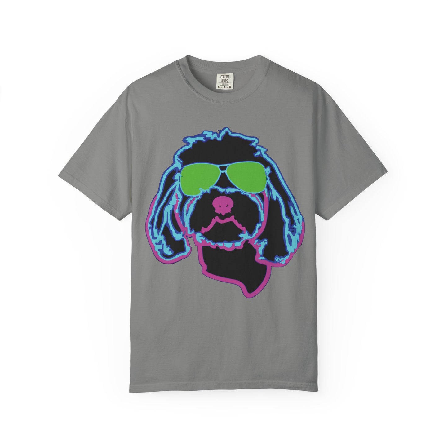 Retro Neon Dog T-Shirt — Cool Pup Sunglasses Graphic Tee