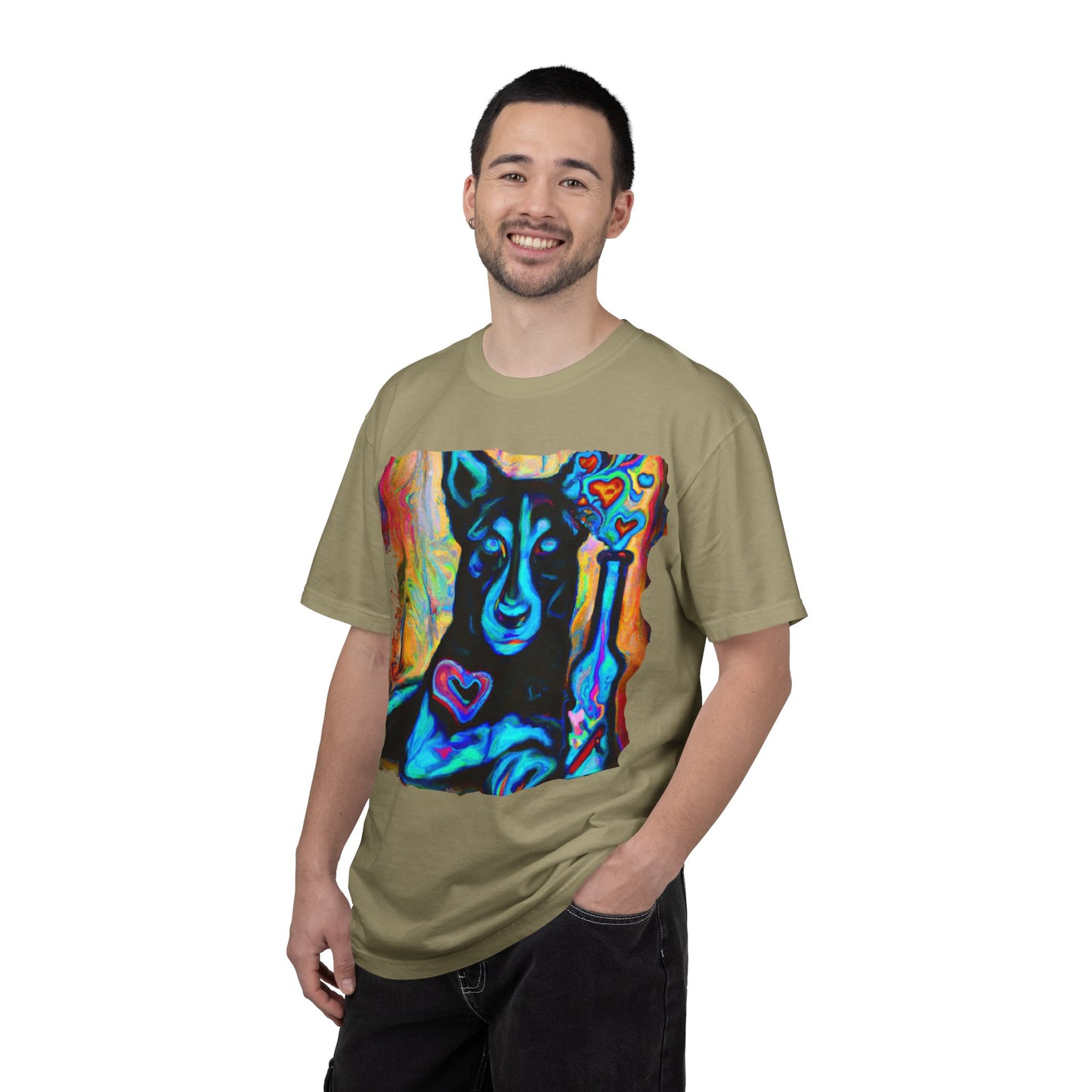 Colorful Husky Art T-Shirt — Vibrant Neon Dog Portrait Tee