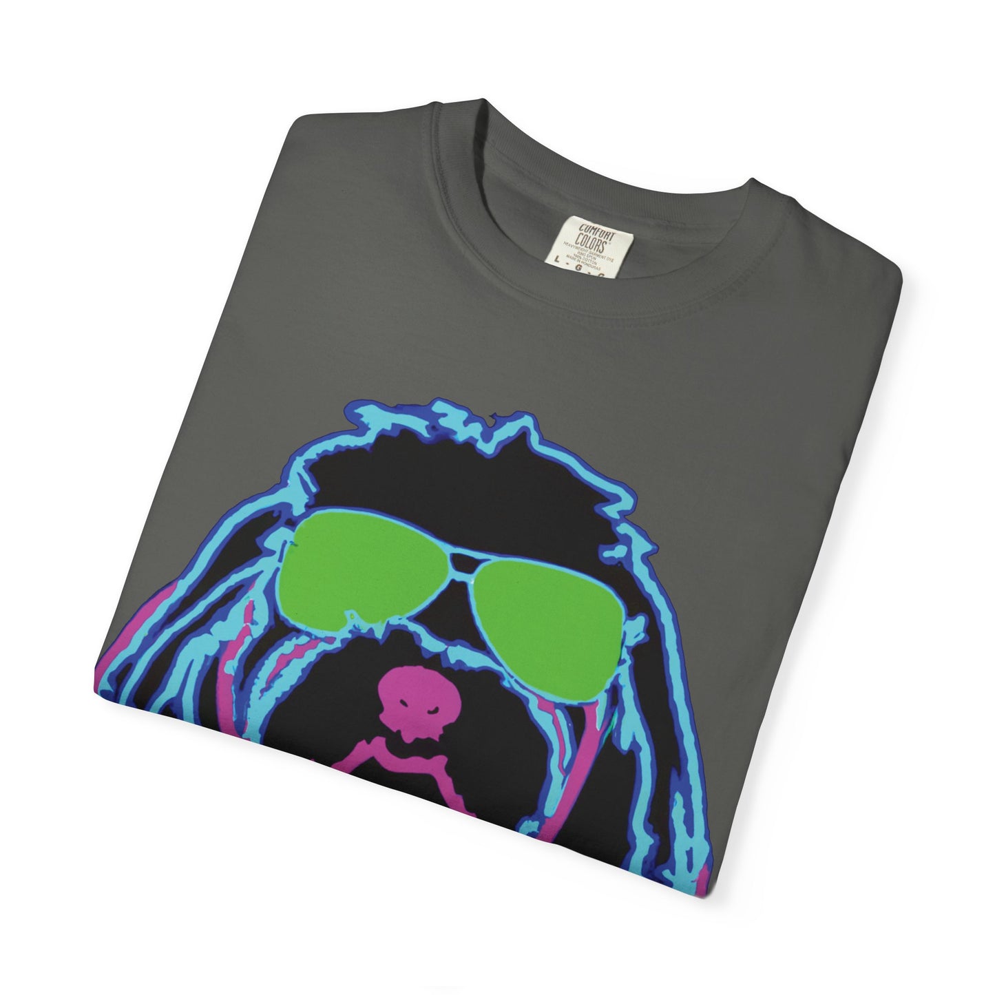 Retro Neon Dog T-Shirt — Cool Pup Sunglasses Graphic Tee
