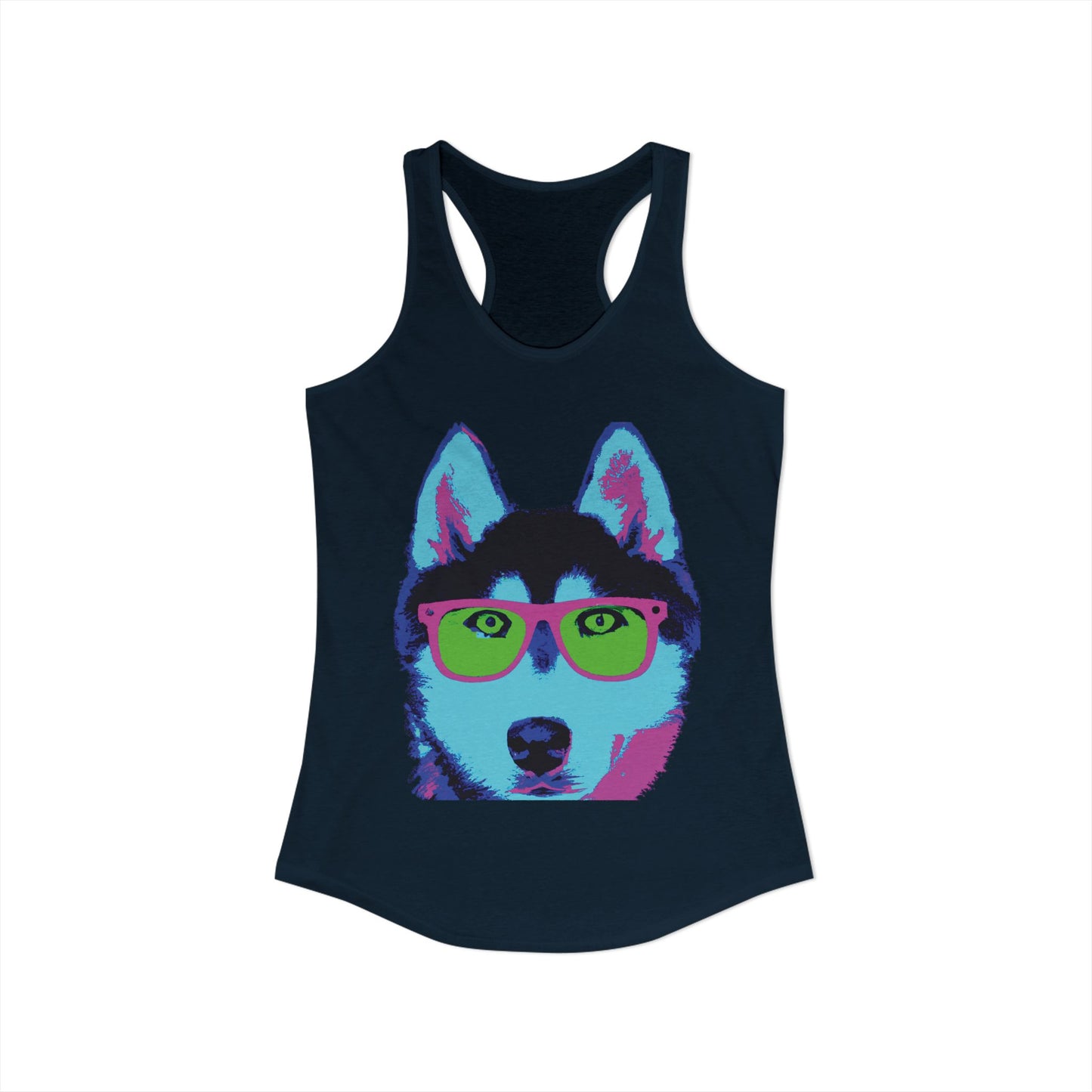 Husky with Cool Glasses Racerback Tank