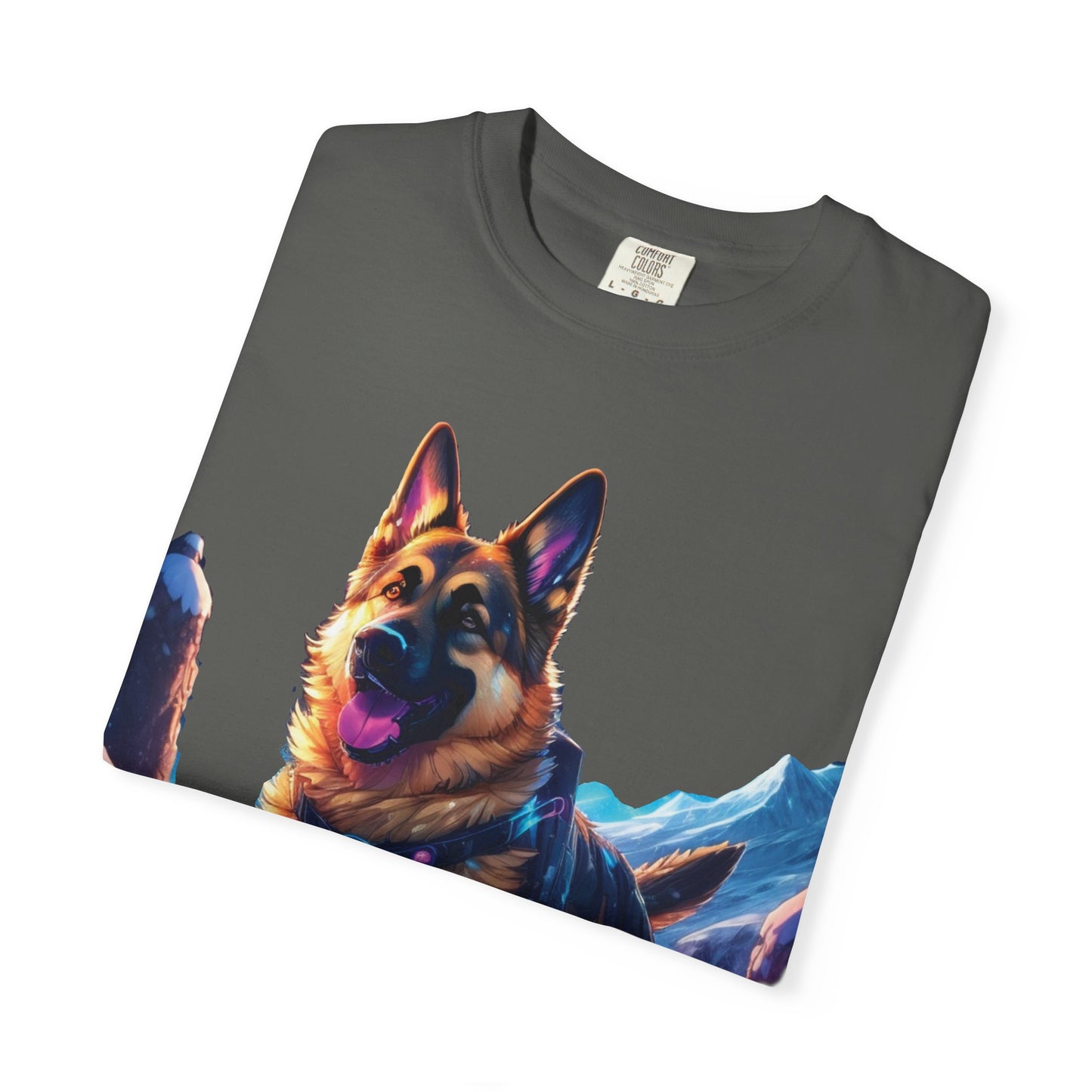 German Shepherd Mountain Tee — Vibrant Dog Graphic T-Shirt