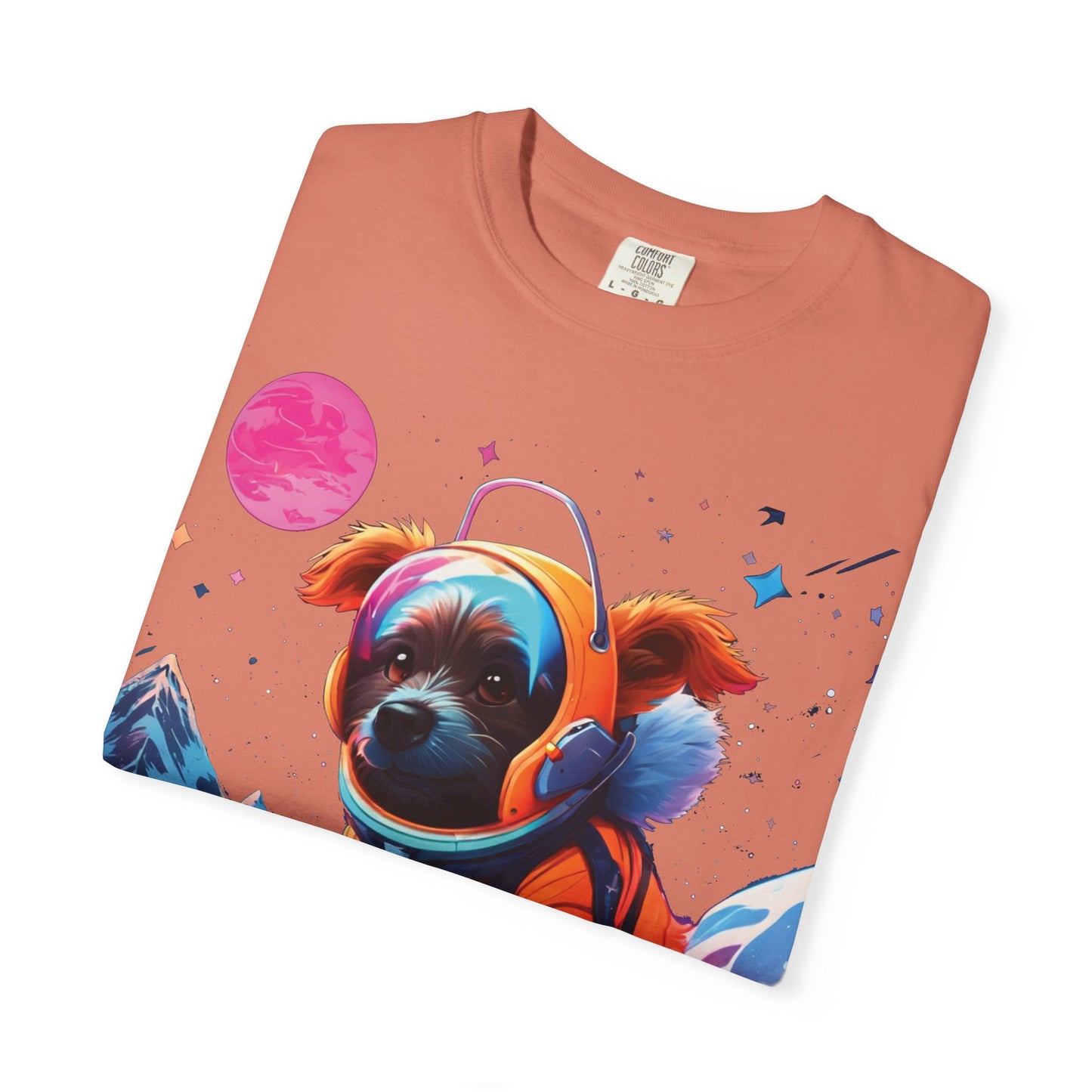 Astronaut Pug T-Shirt — Cute Space Dog Graphic Tee with PLUROUT.com Back Print
