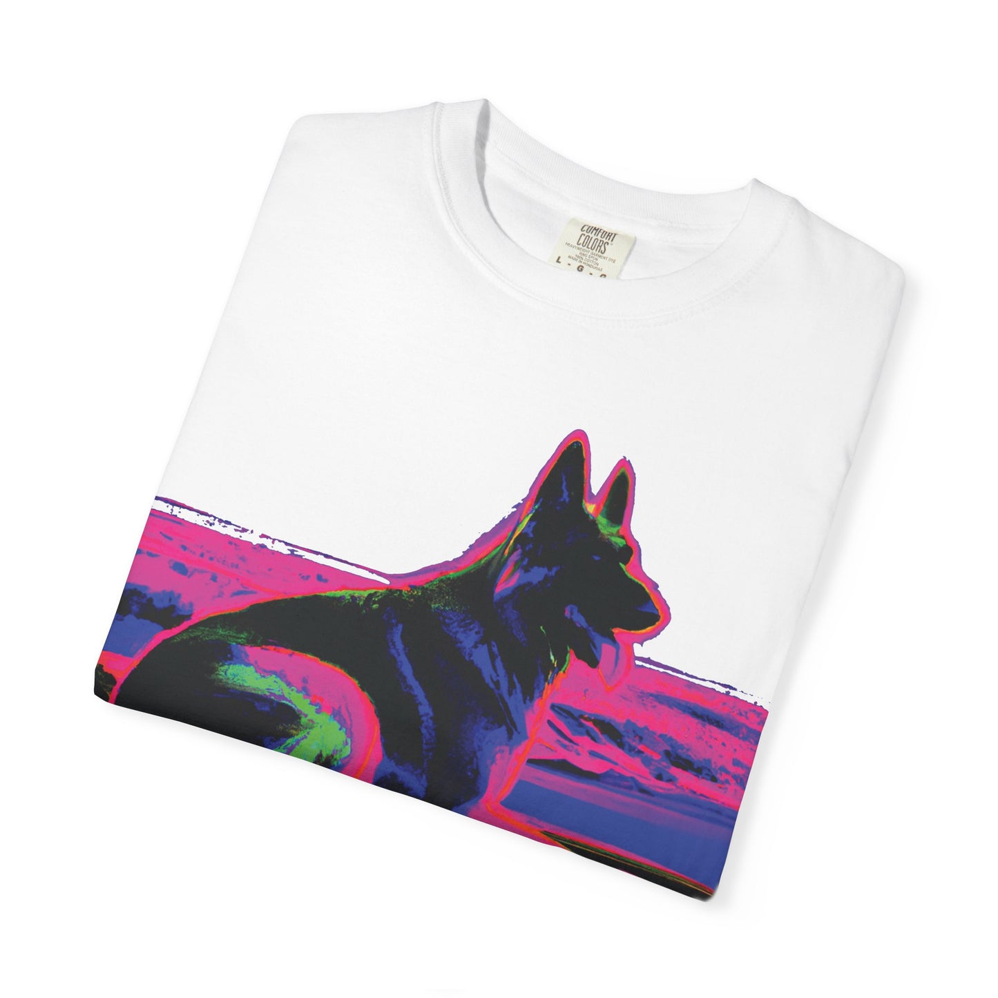 German Shepherd Sunset T-Shirt — Neon Pop Dog Graphic Tee