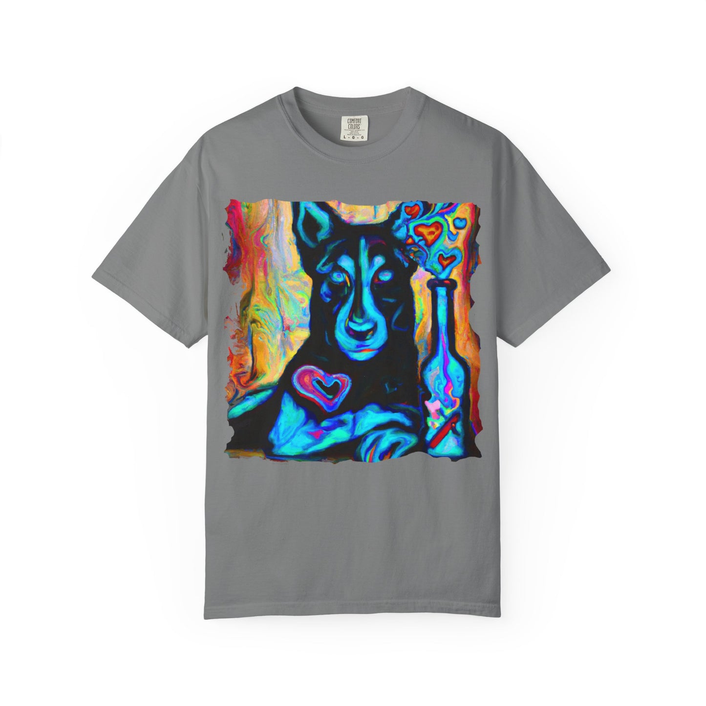 Colorful Husky Art T-Shirt — Vibrant Neon Dog Portrait Tee