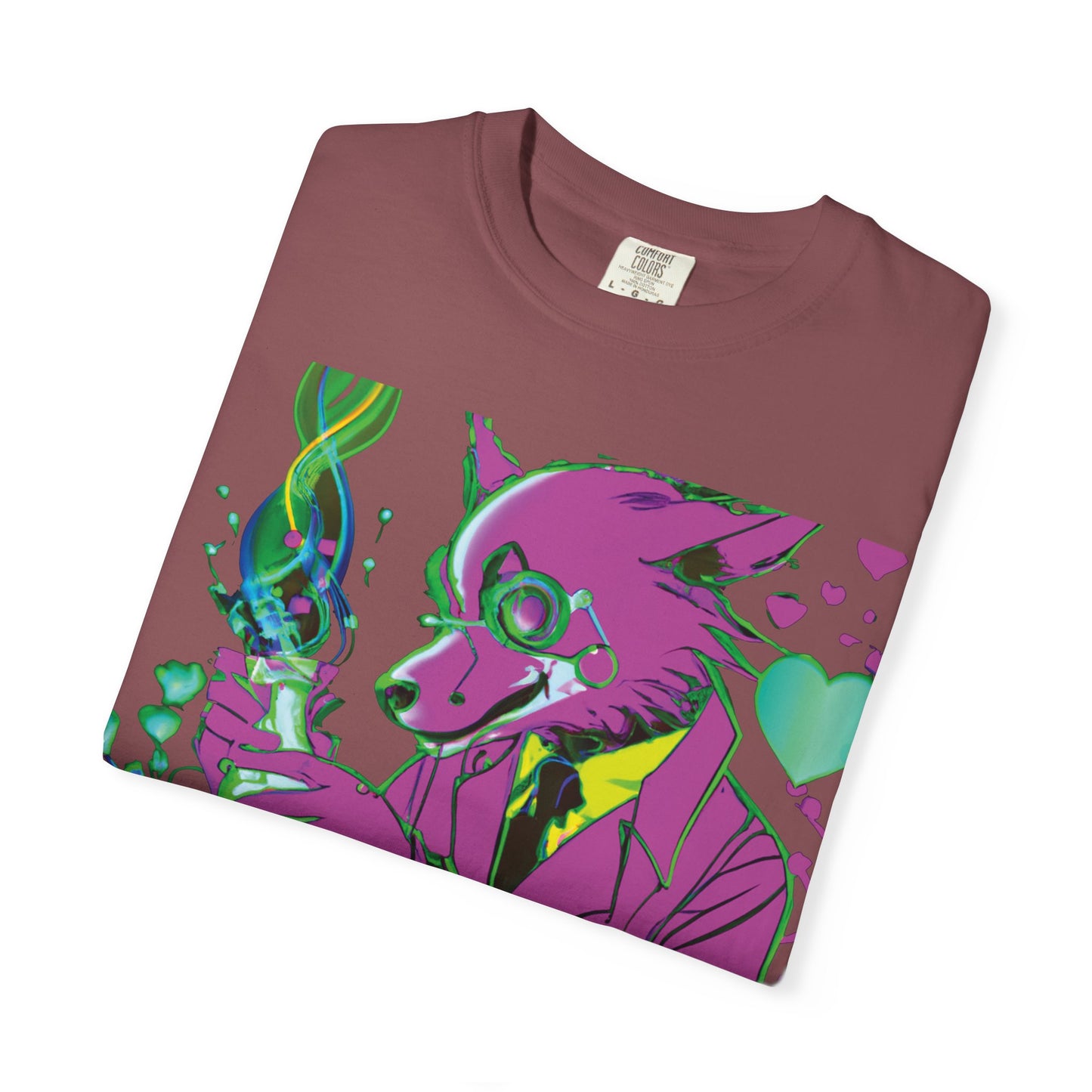 Wolf Chemist Graphic T-Shirt — Neon Vibe Animal Scientist Tee