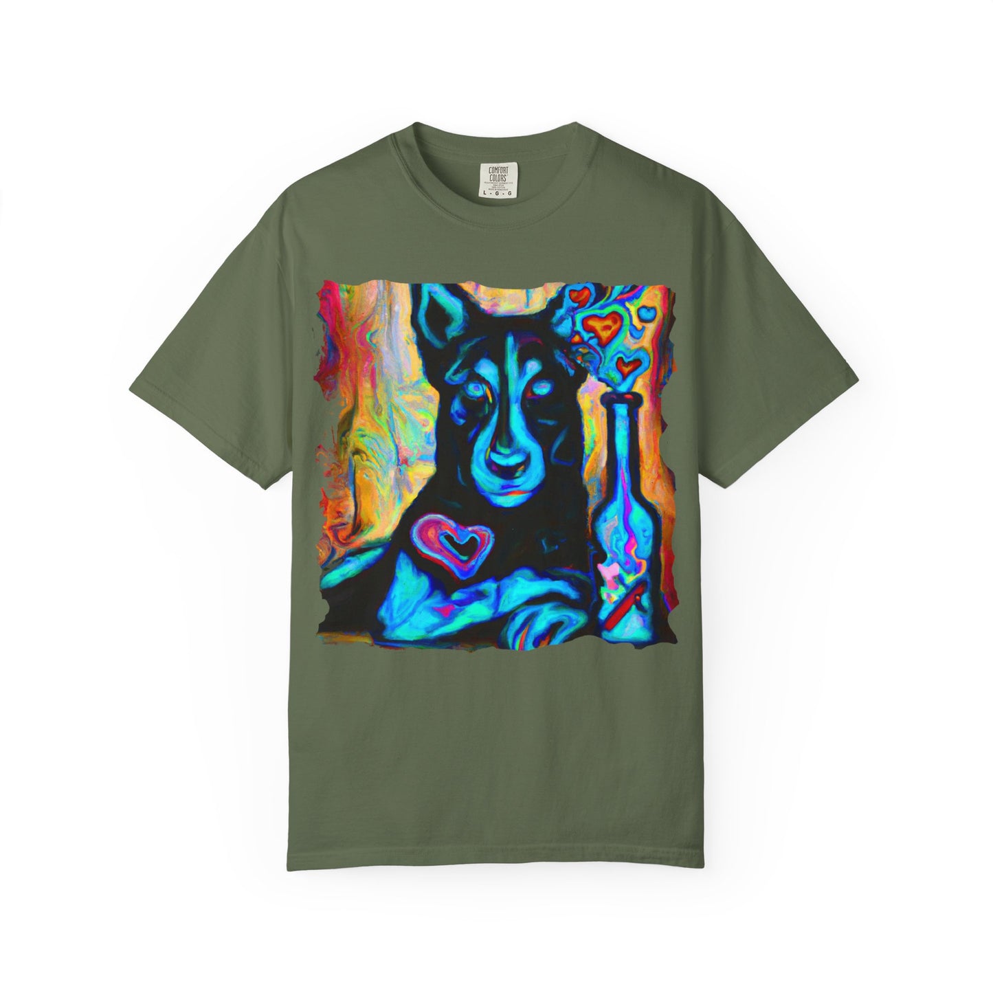 Colorful Husky Art T-Shirt — Vibrant Neon Dog Portrait Tee
