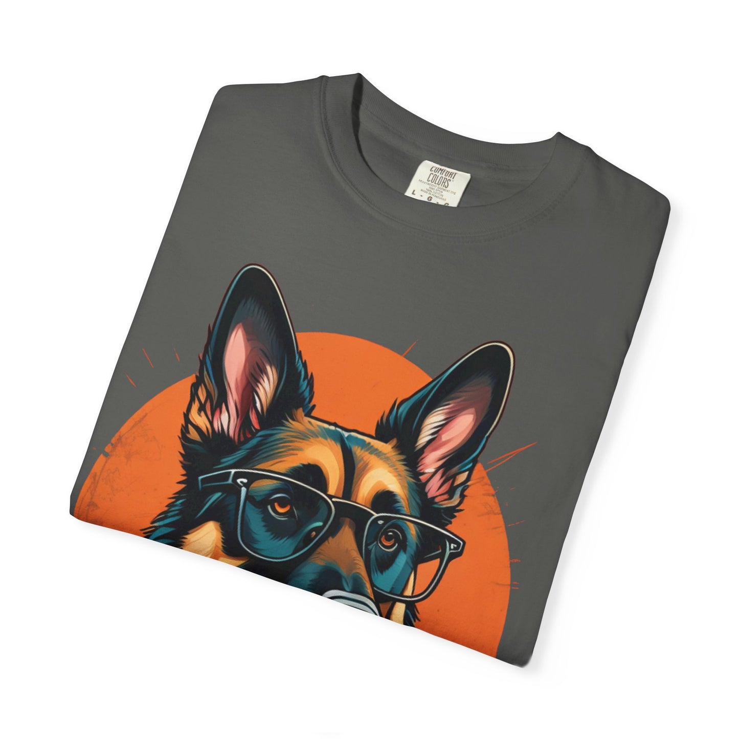 German Shepherd Coffee T-Shirt — Cool Dog Graphic Tee with Sunglasses & Mug