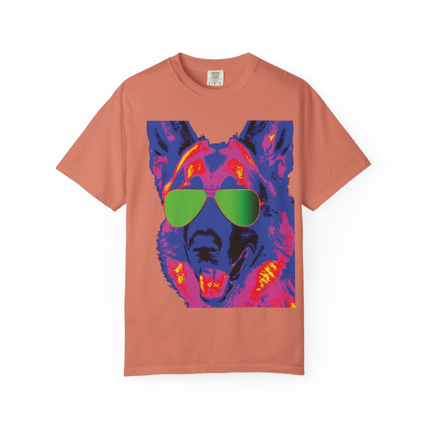 Cool Neon German Shepherd T-Shirt with Sunglasses – Retro Pop Art Dog Tee