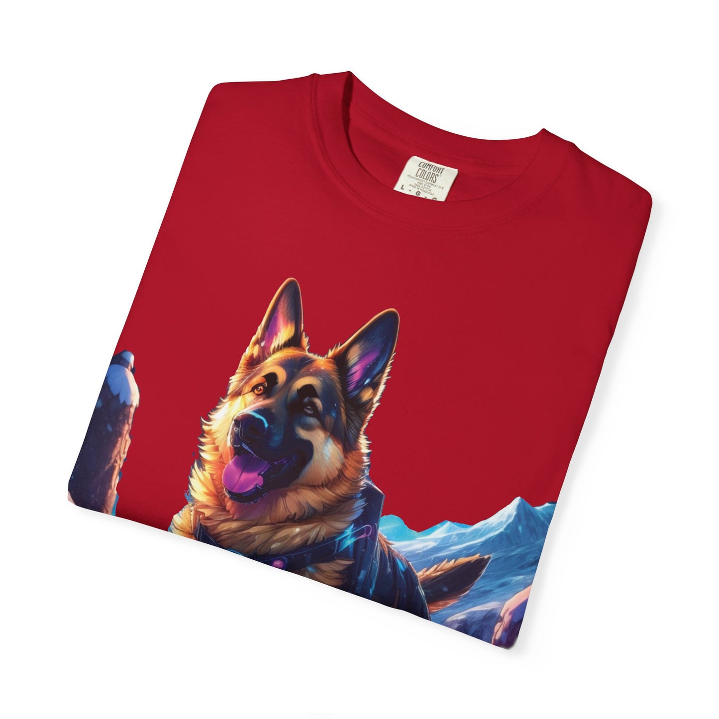 German Shepherd Mountain Tee — Vibrant Dog Graphic T-Shirt