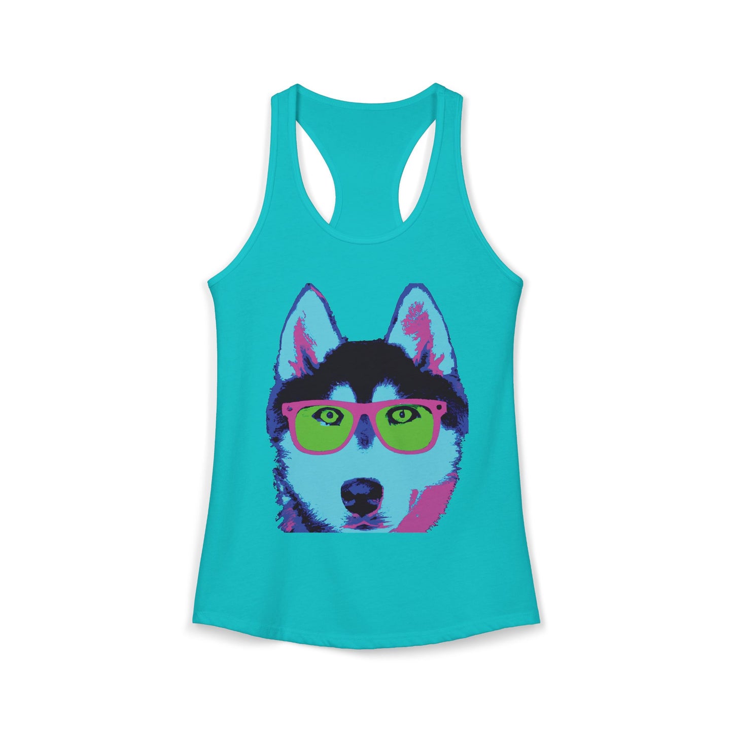 Husky with Cool Glasses Racerback Tank