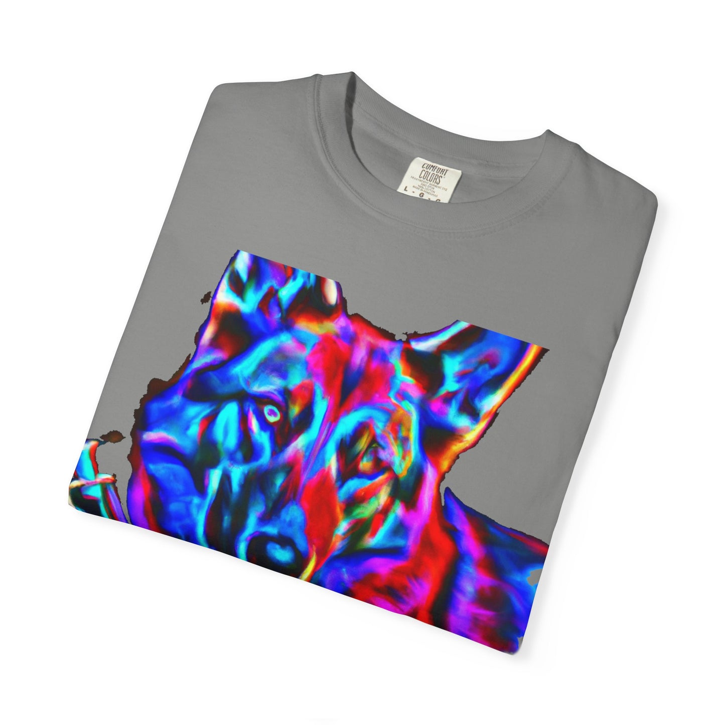 Psychedelic Dog Tee — Colorful German Shepherd Graphic T-Shirt