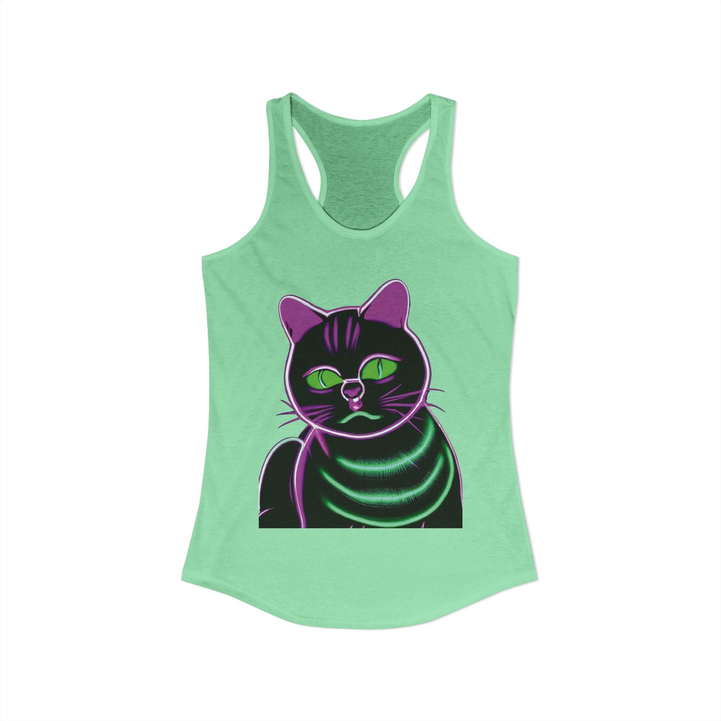 Fat Neon Kitty Racerback Tank