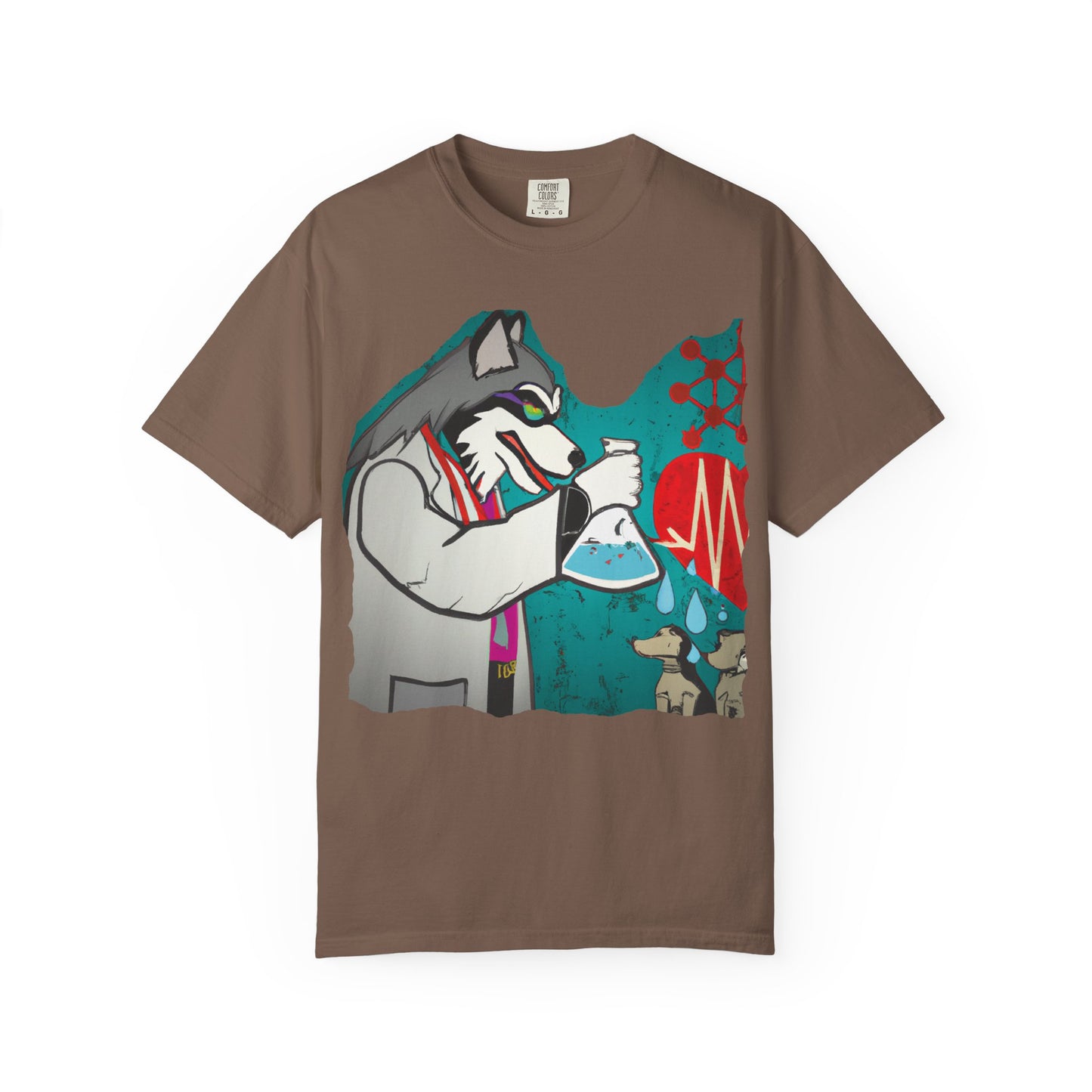 Scientist Wolf Graphic T-Shirt — 'PLUROUT.com' Back Print