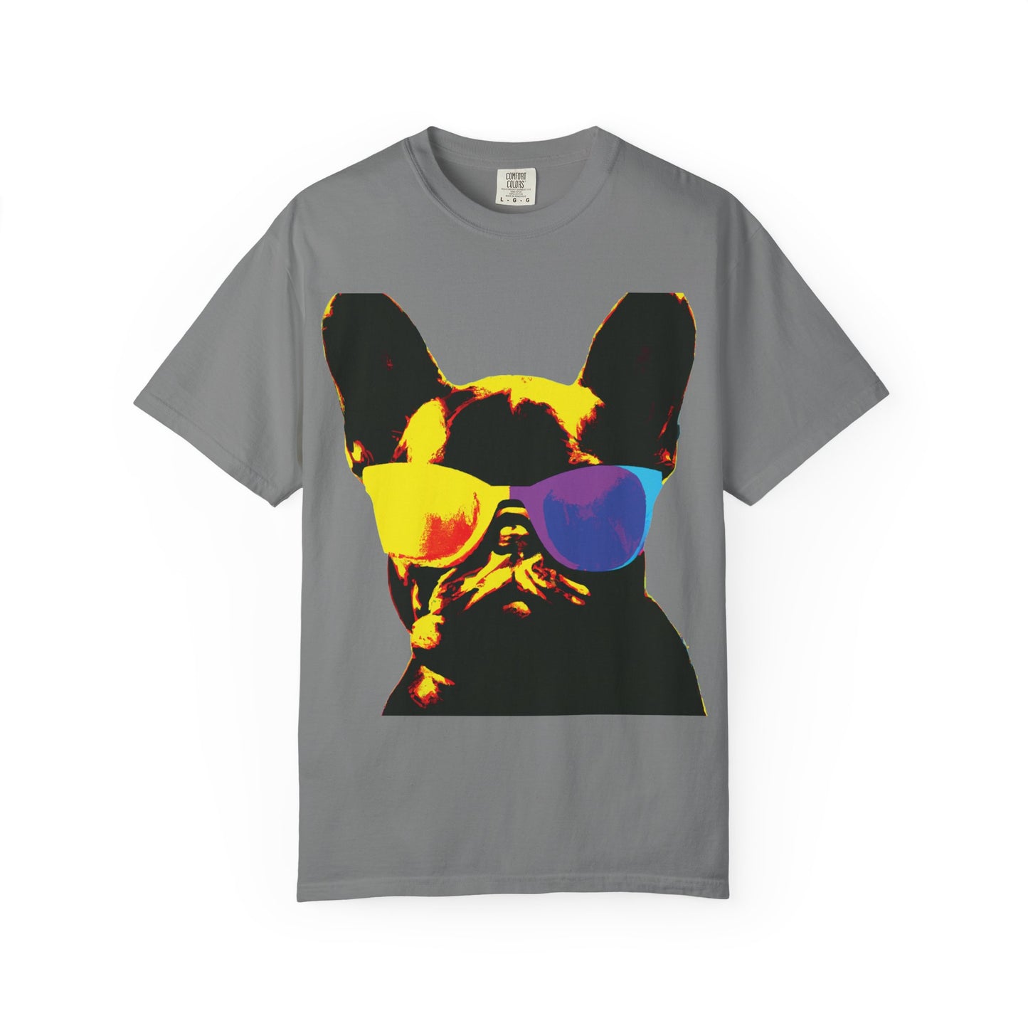 Colorful Sunglasses French Bulldog Tee (PlurOut.com Back Print)