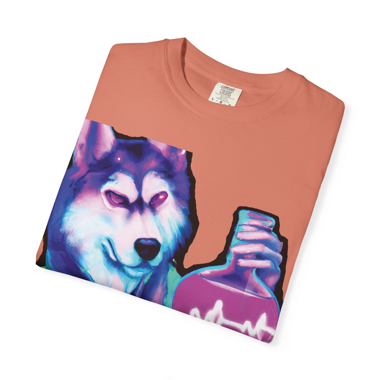 Husky Chemist T-Shirt — Neon Vial Heartbeat Graphic Tee