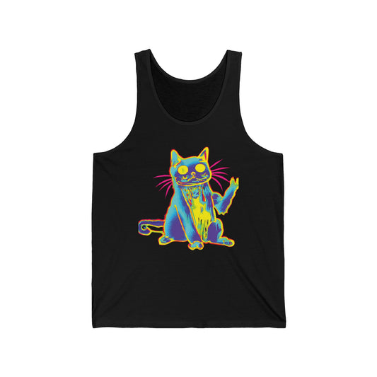 Psychedelic Cat Tank Top — Colorful Retro Cat Graphic Tank