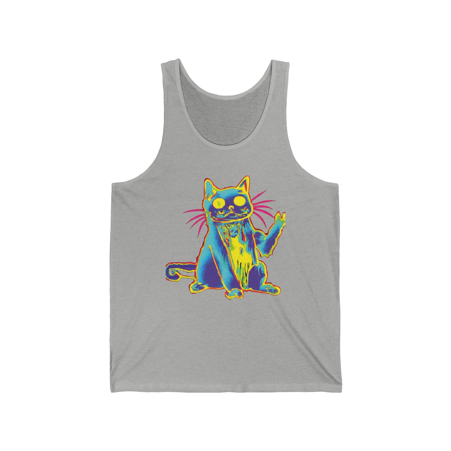 Psychedelic Cat Tank Top — Colorful Retro Cat Graphic Tank