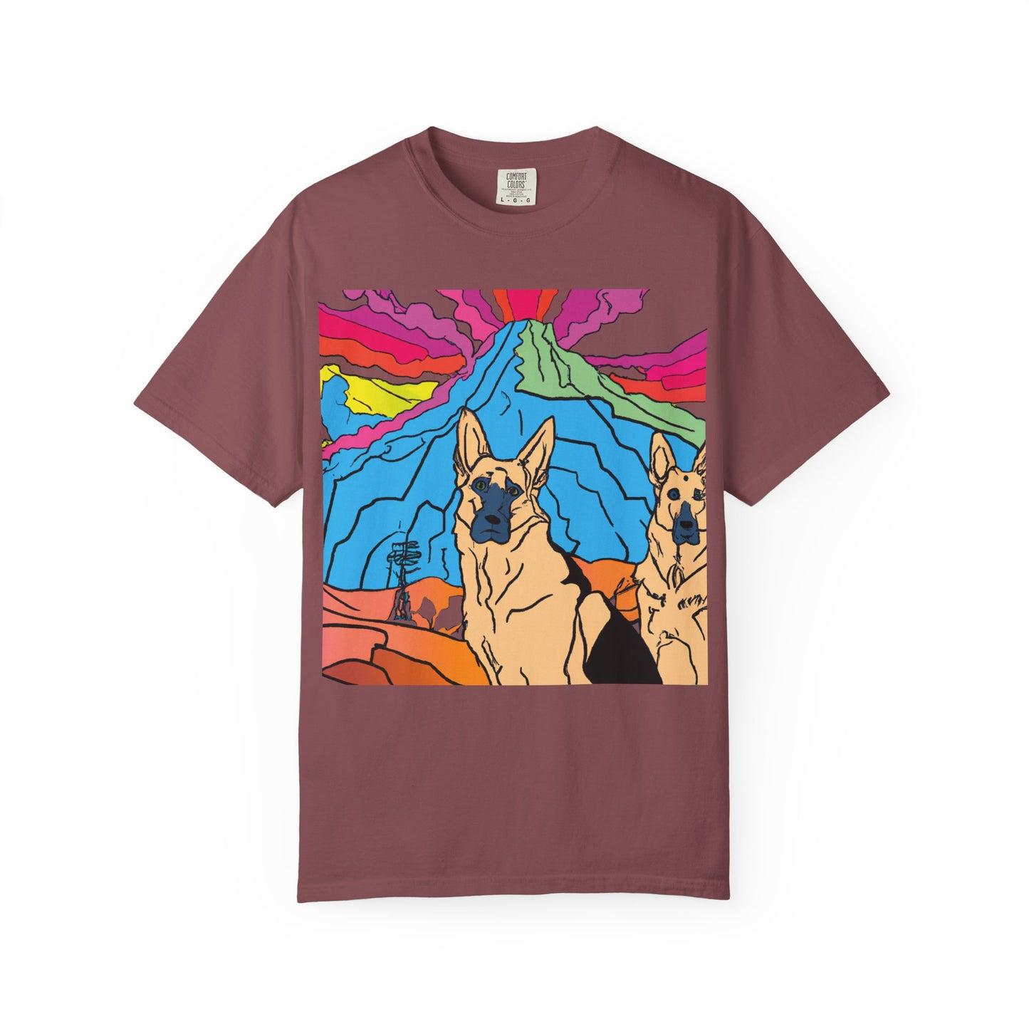 German Shepherds Retro Sunset T-Shirt — PLuROuT.com Graphic Tee