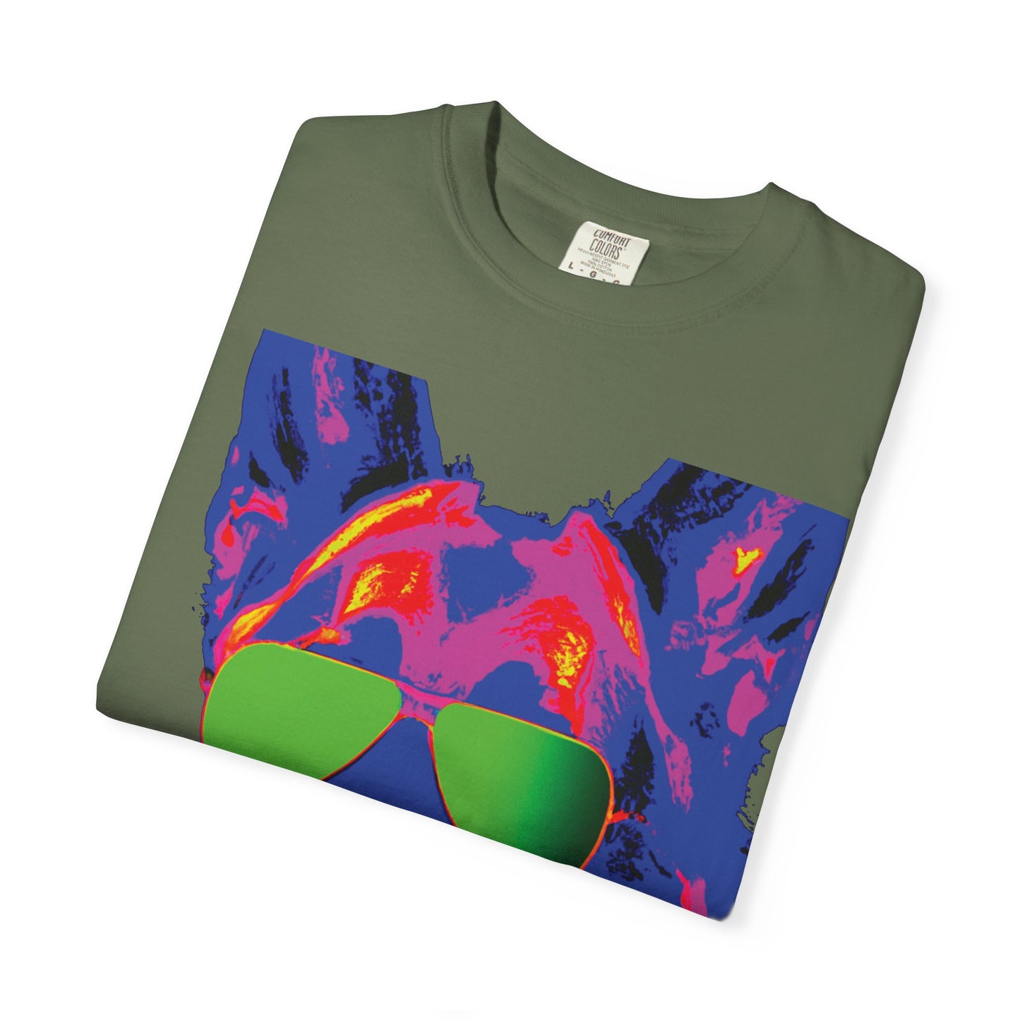 Cool Neon German Shepherd T-Shirt with Sunglasses – Retro Pop Art Dog Tee