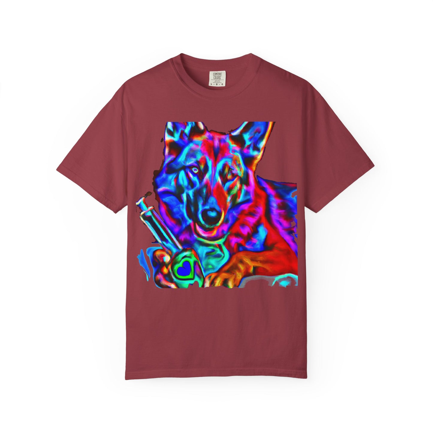 Psychedelic Dog Tee — Colorful German Shepherd Graphic T-Shirt