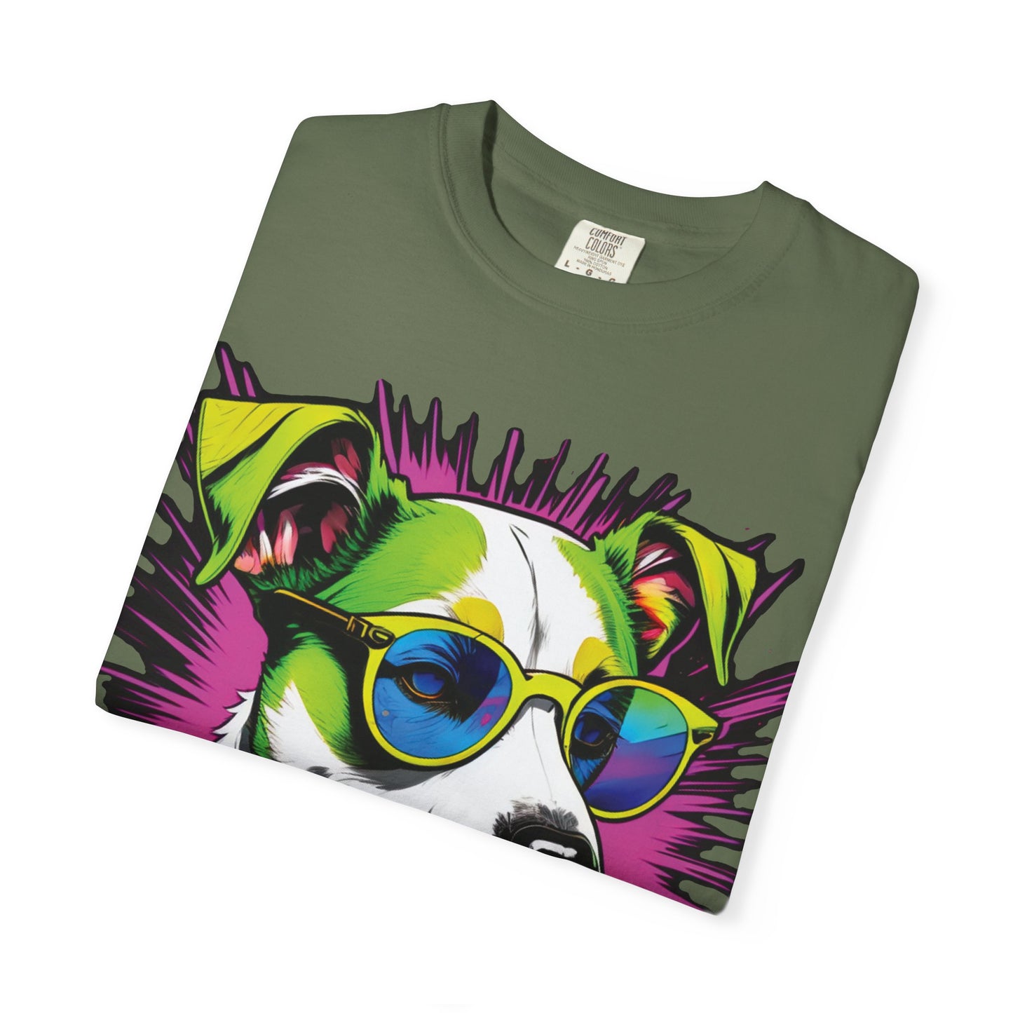 Graphic Dog T-Shirt — Colorful Sunglasses Pup Tee