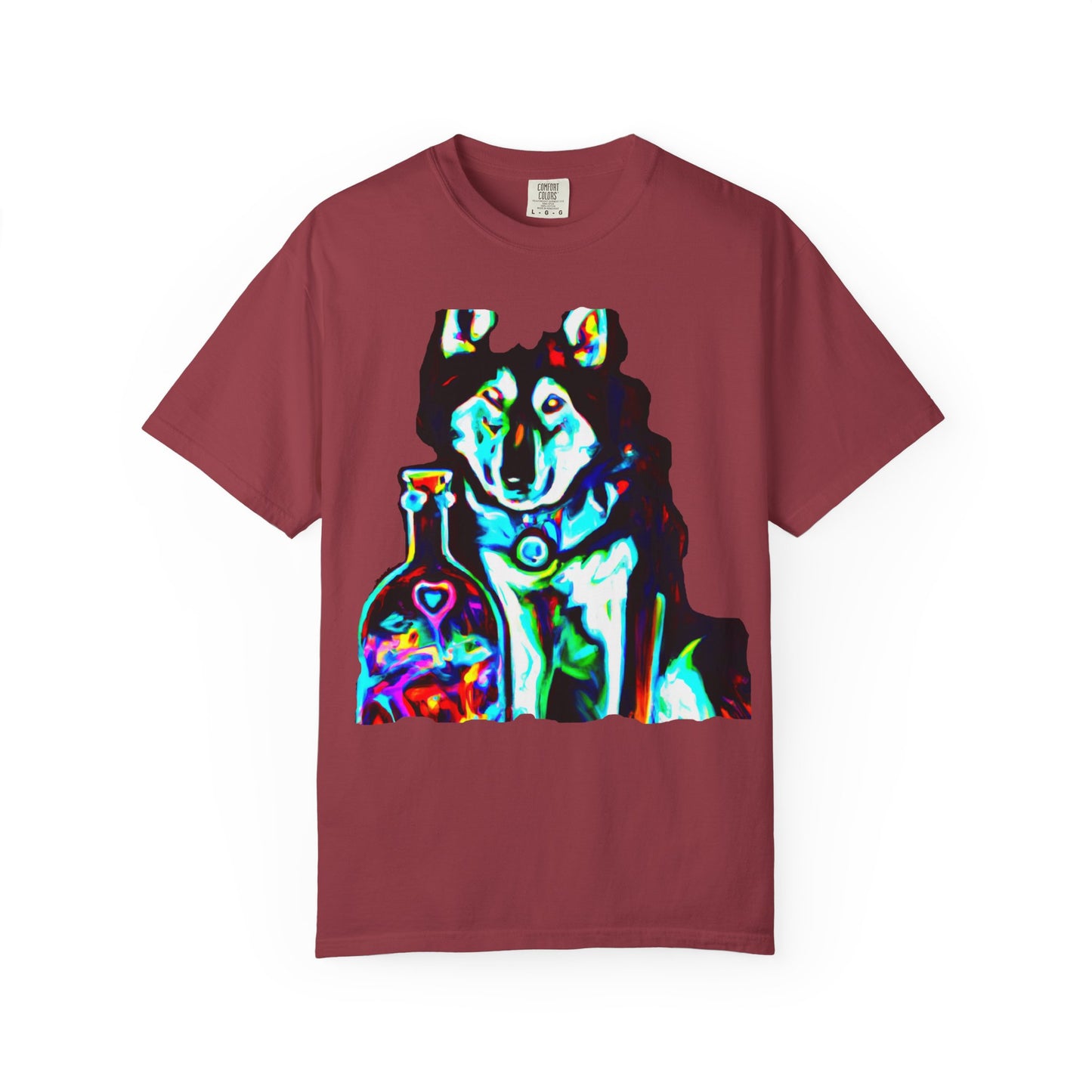 Psychedelic Husky T-Shirt — Colorful Neon Dog Graphic Tee