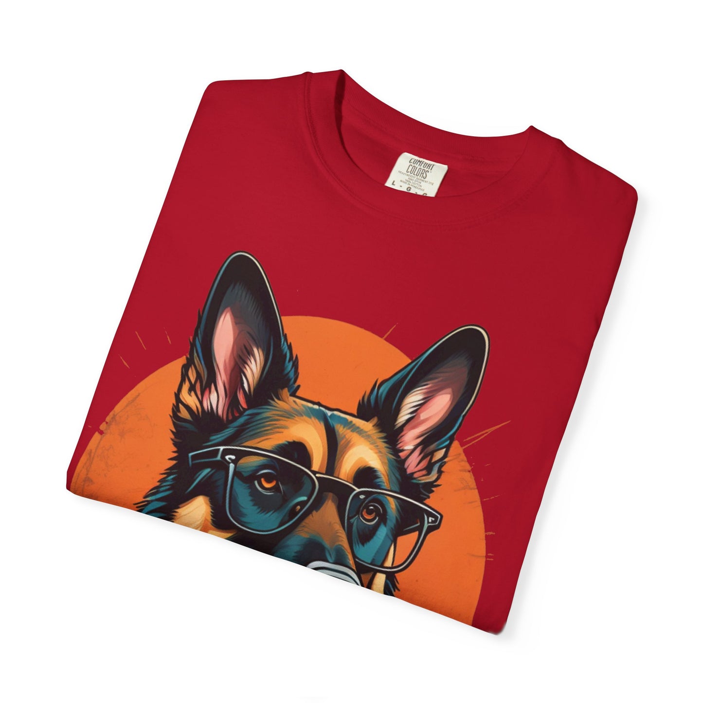 German Shepherd Coffee T-Shirt — Cool Dog Graphic Tee with Sunglasses & Mug