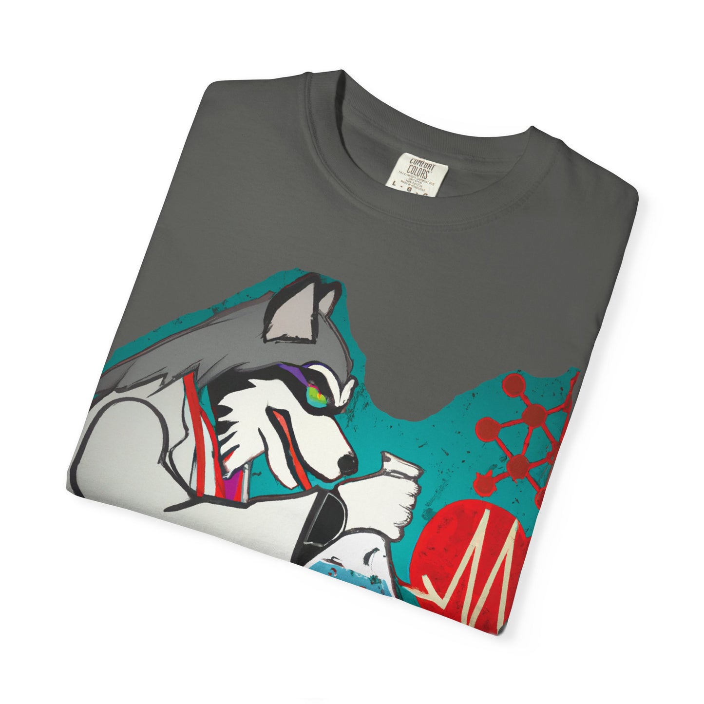 Scientist Wolf Graphic T-Shirt — 'PLUROUT.com' Back Print