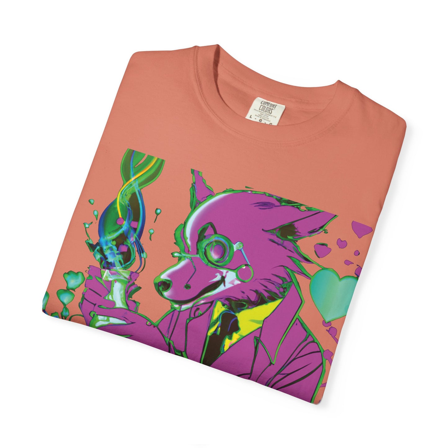 Wolf Chemist Graphic T-Shirt — Neon Vibe Animal Scientist Tee