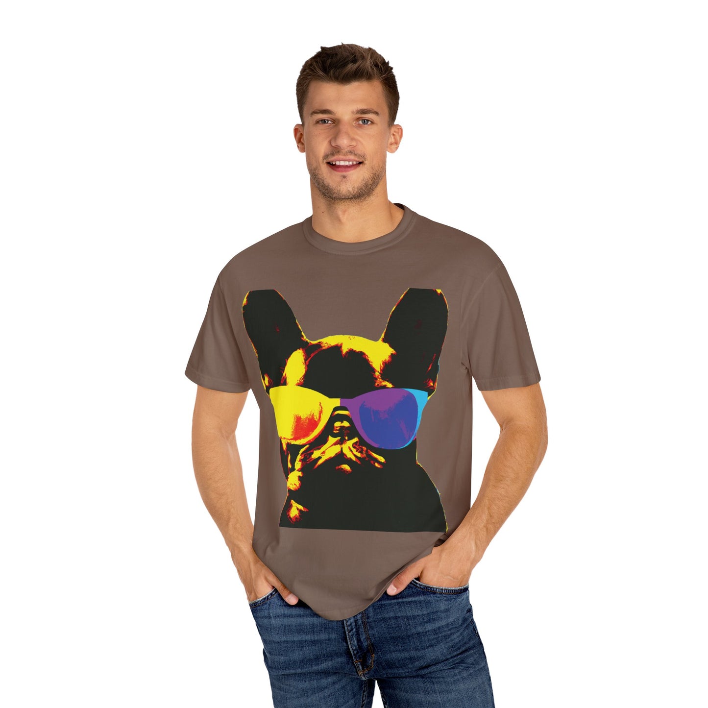 Colorful Sunglasses French Bulldog Tee (PlurOut.com Back Print)