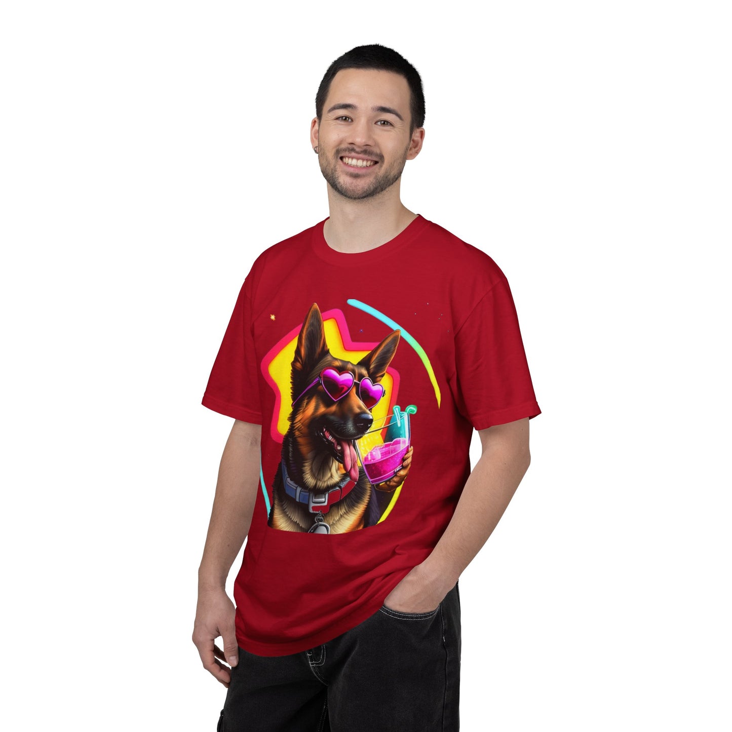 Dog Summer Tee — German Shepherd with Sunglasses & Drink