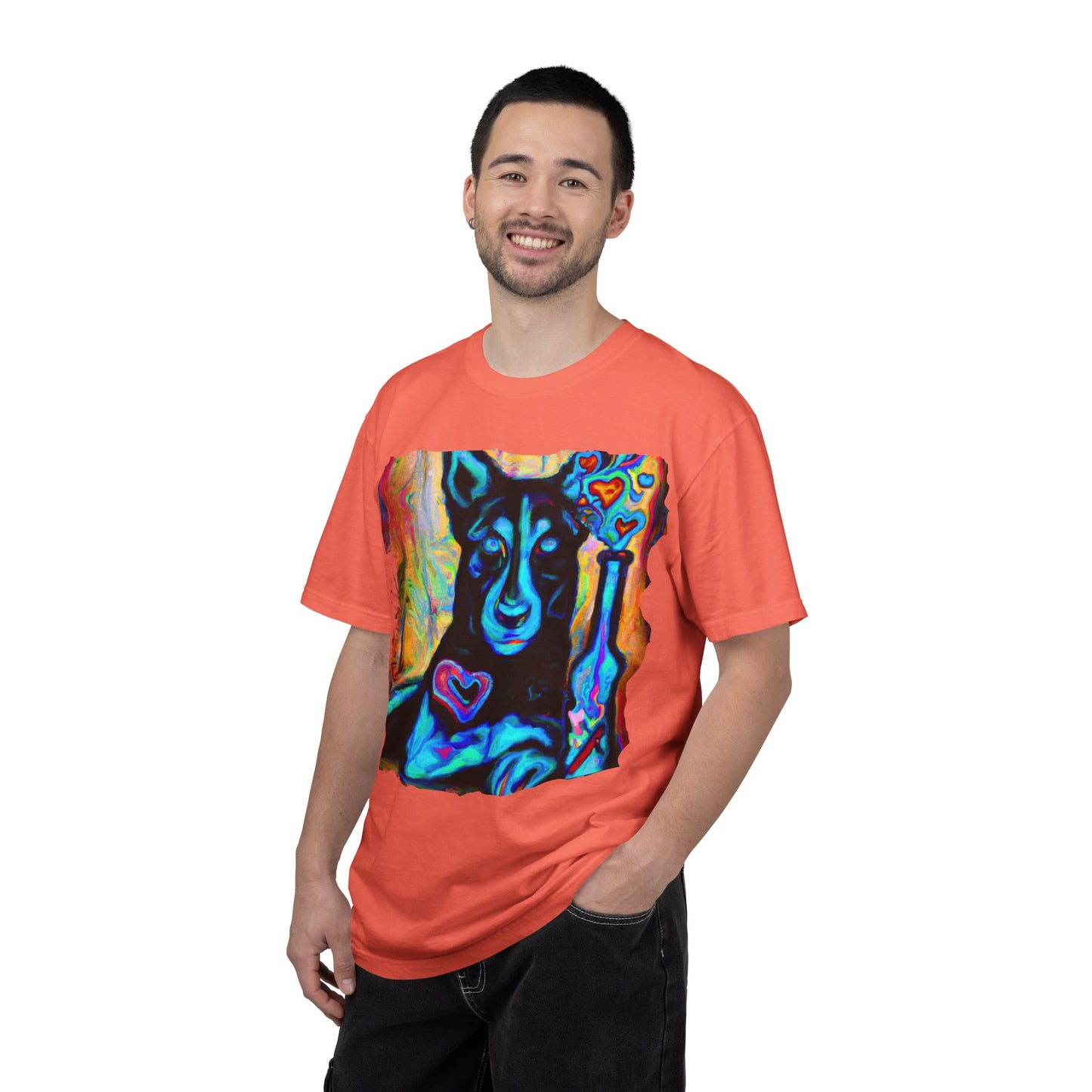 Colorful Husky Art T-Shirt — Vibrant Neon Dog Portrait Tee