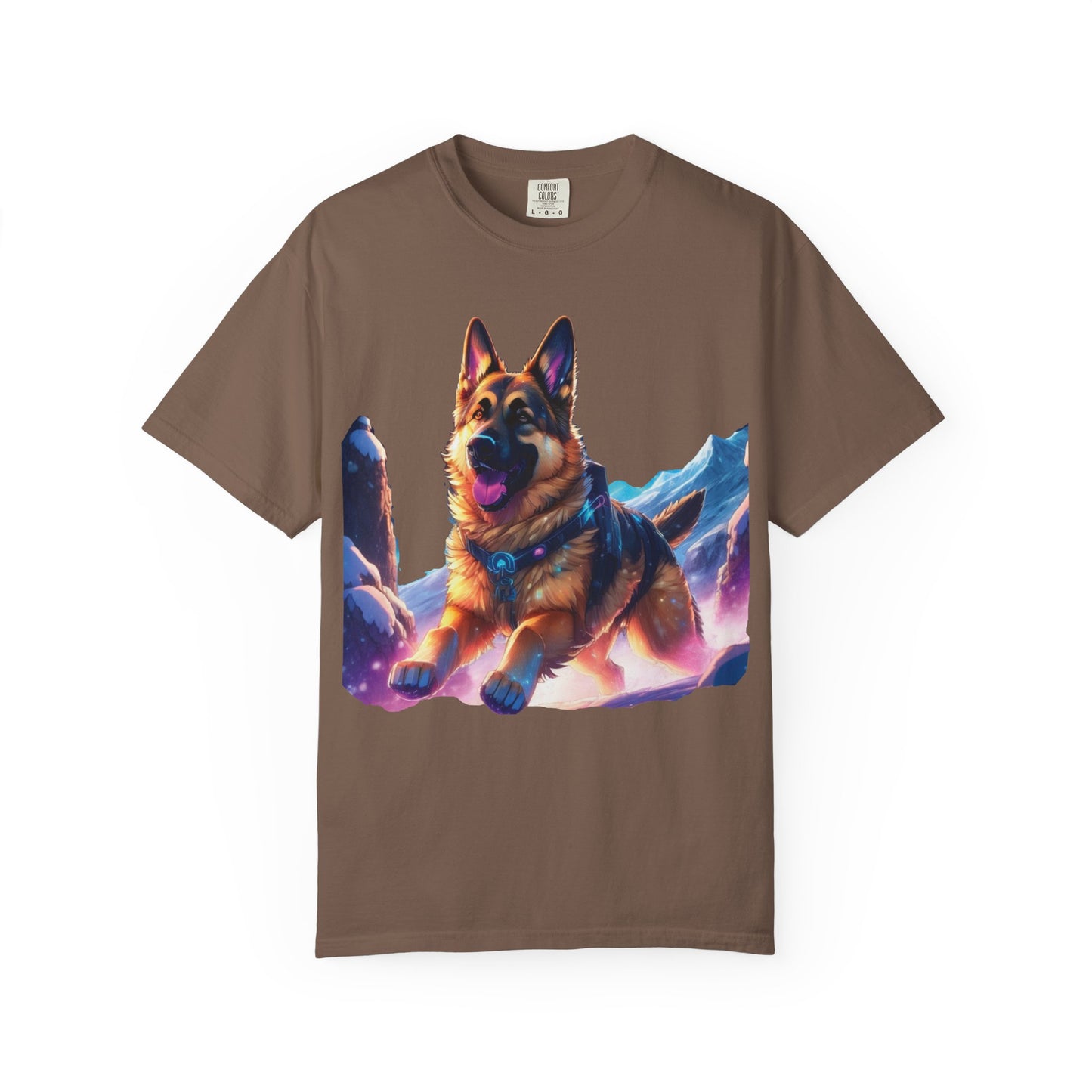German Shepherd Mountain Tee — Vibrant Dog Graphic T-Shirt