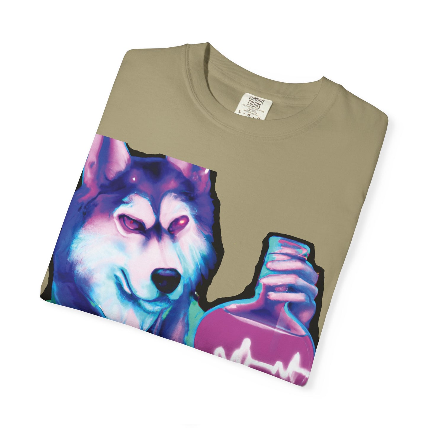 Husky Chemist T-Shirt — Neon Vial Heartbeat Graphic Tee