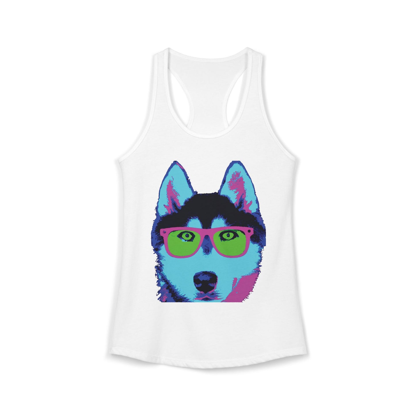Husky with Cool Glasses Racerback Tank