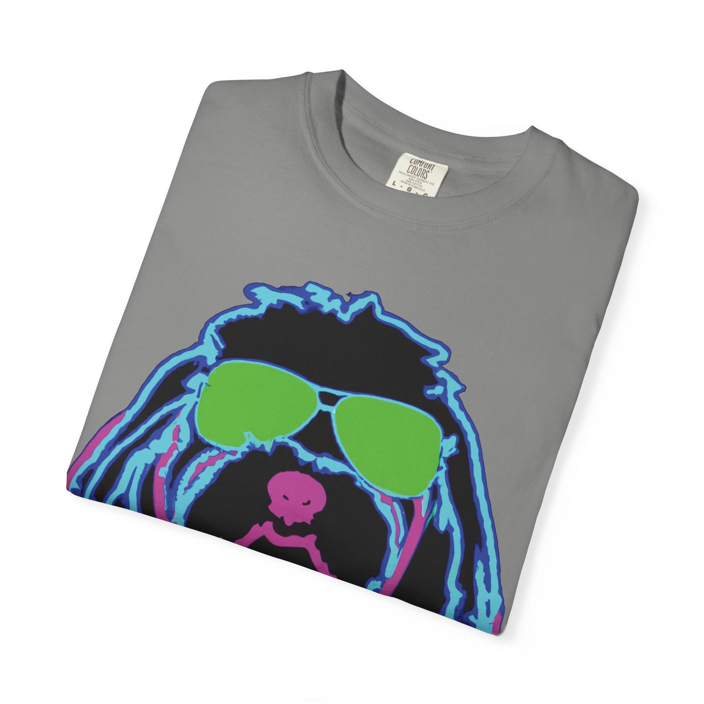 Retro Neon Dog T-Shirt — Cool Pup Sunglasses Graphic Tee