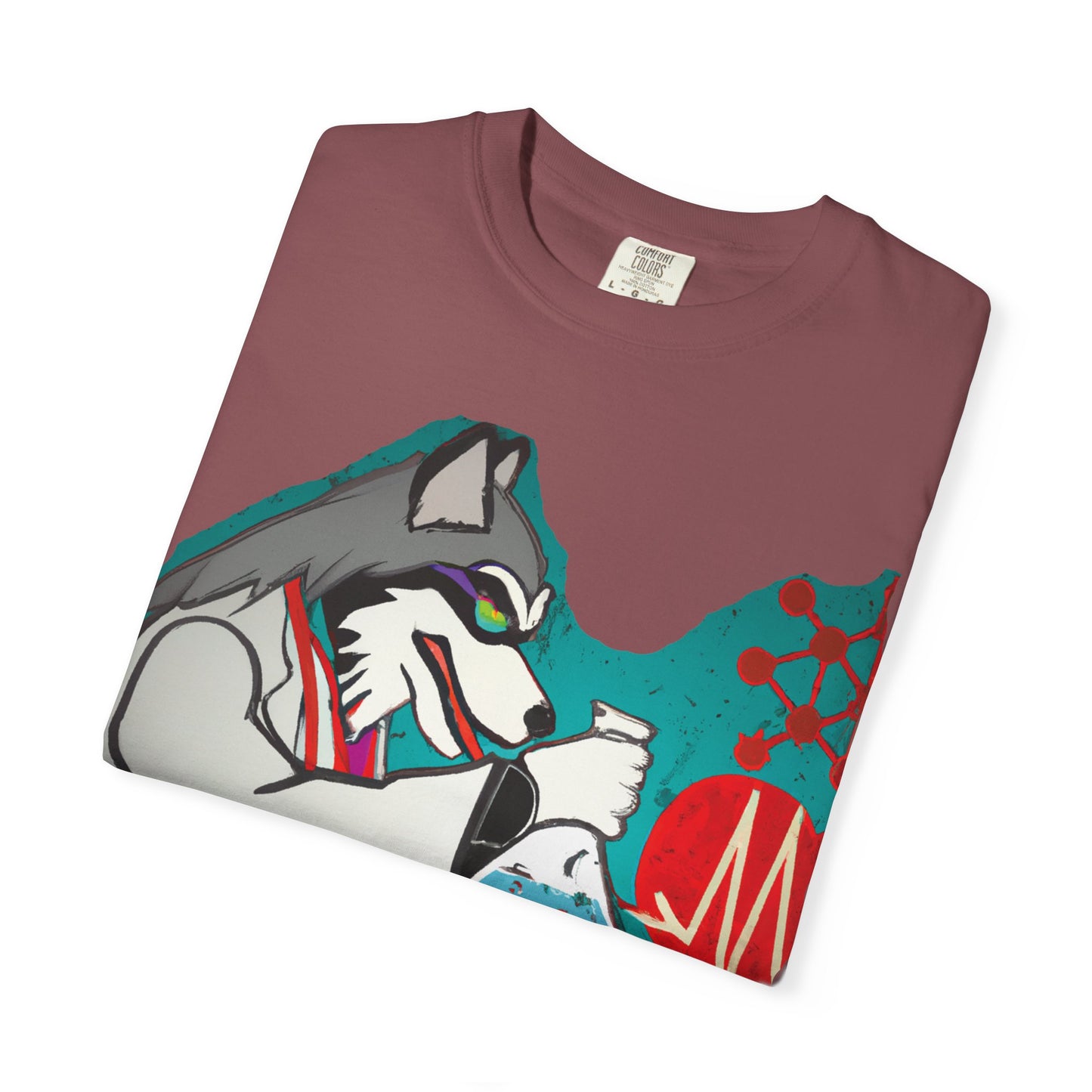 Scientist Wolf Graphic T-Shirt — 'PLUROUT.com' Back Print