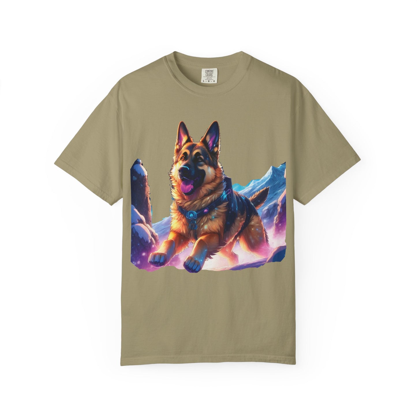 German Shepherd Mountain Tee — Vibrant Dog Graphic T-Shirt