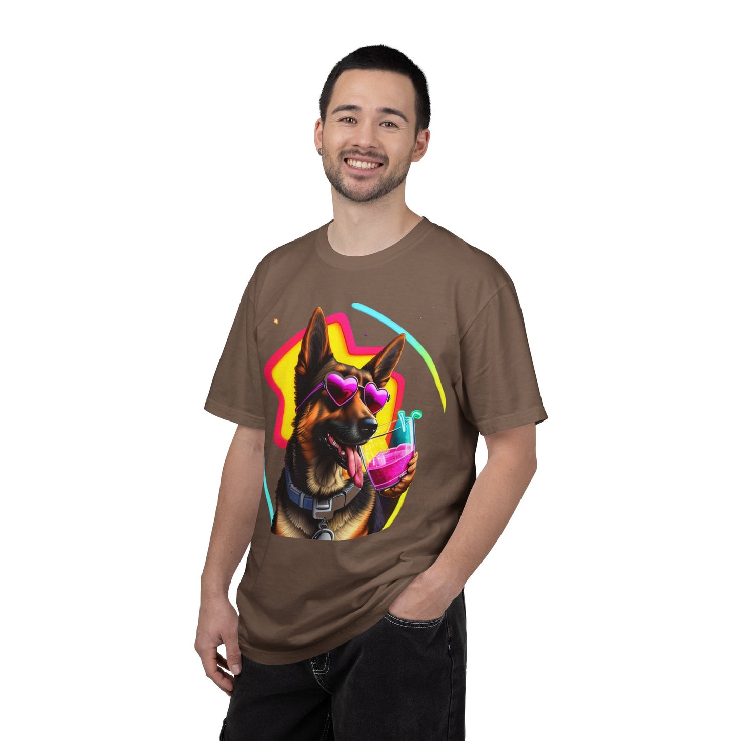 Dog Summer Tee — German Shepherd with Sunglasses & Drink
