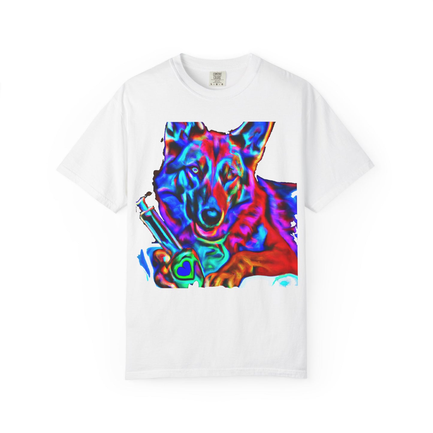 Psychedelic Dog Tee — Colorful German Shepherd Graphic T-Shirt