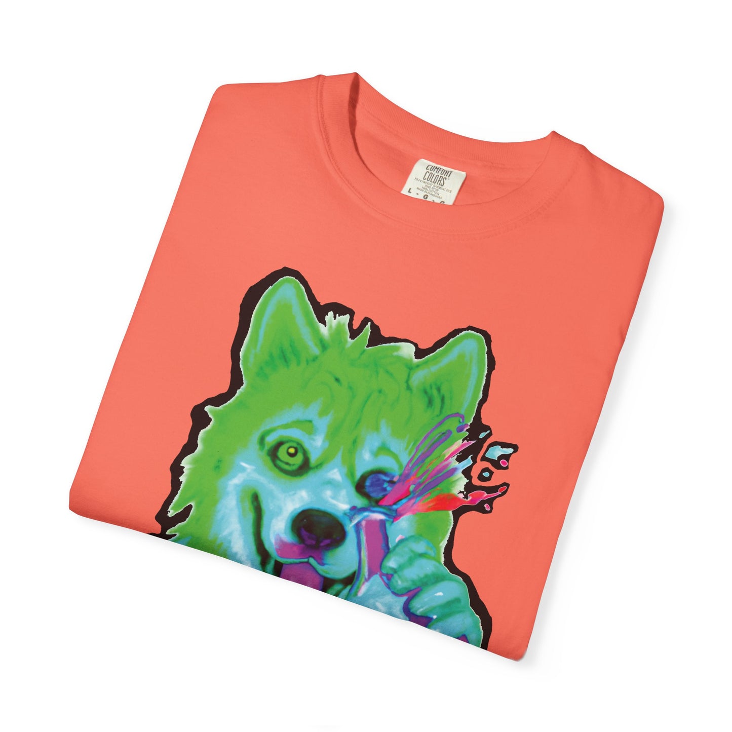 Chemist Wolf Graphic T-Shirt — Green Cartoon Animal Lab Art