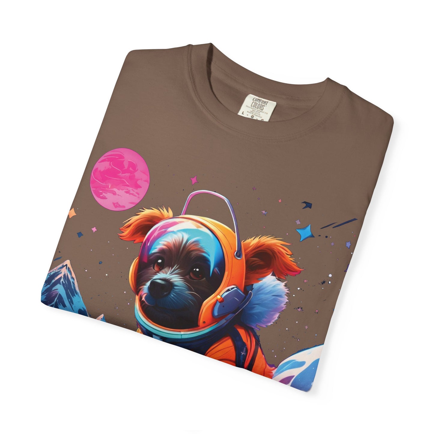 Astronaut Pug T-Shirt — Cute Space Dog Graphic Tee with PLUROUT.com Back Print
