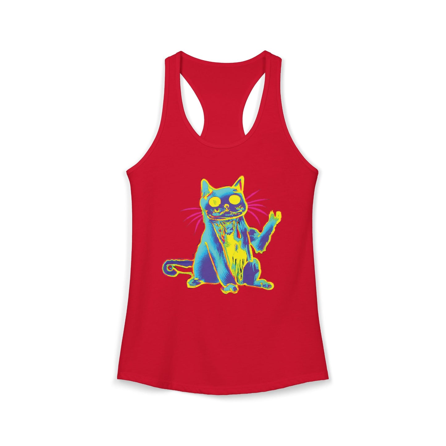 Trippy Cat 'Hi' Racerback Tank — Women's Graphic Tank Top