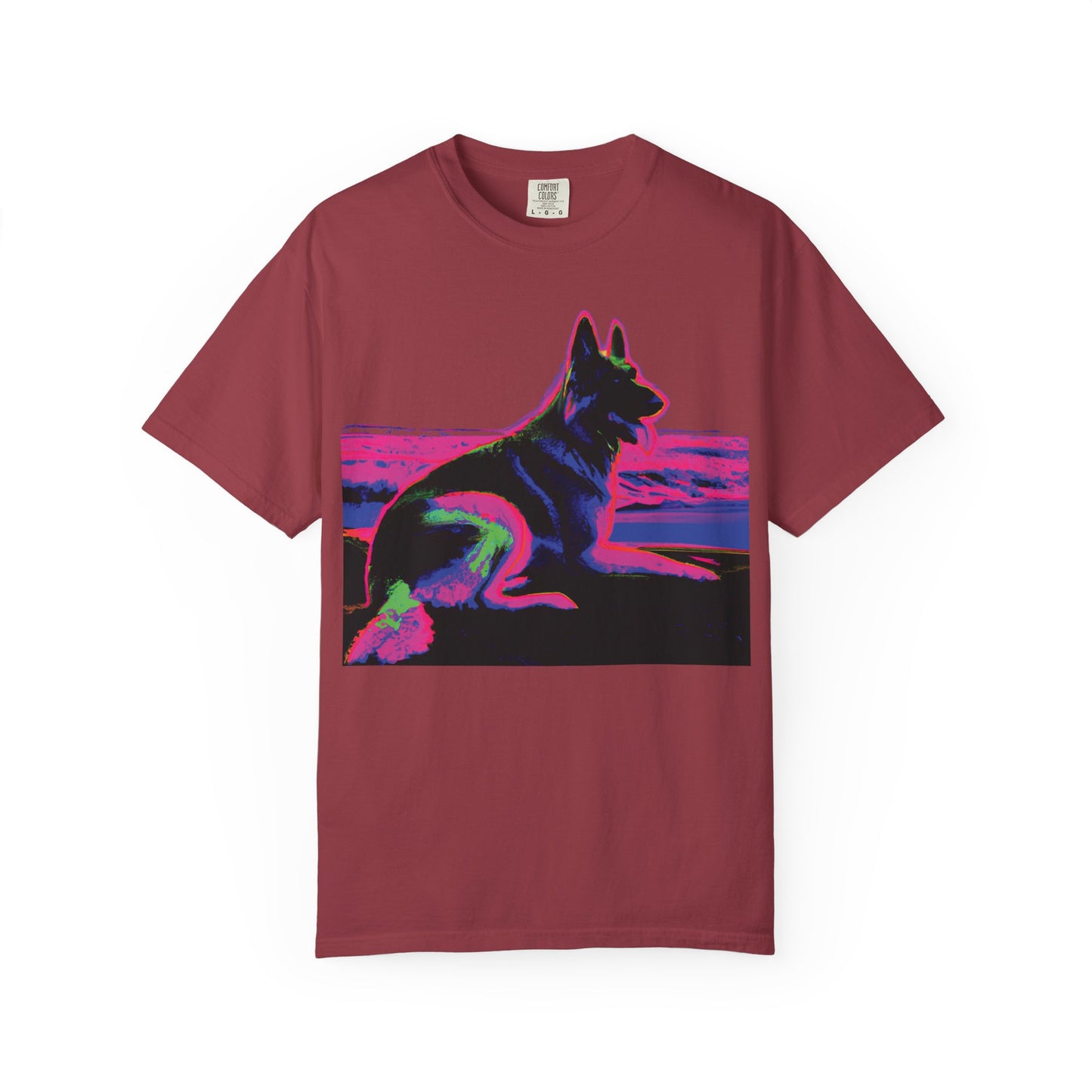 German Shepherd Sunset T-Shirt — Neon Pop Dog Graphic Tee