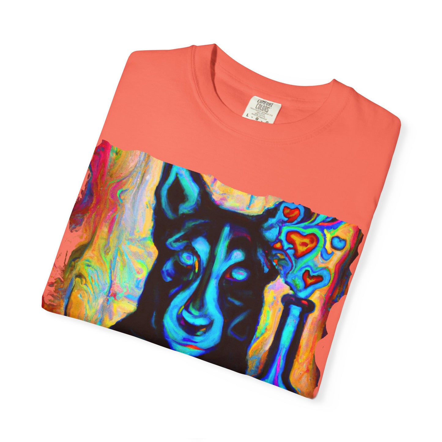 Colorful Husky Art T-Shirt — Vibrant Neon Dog Portrait Tee