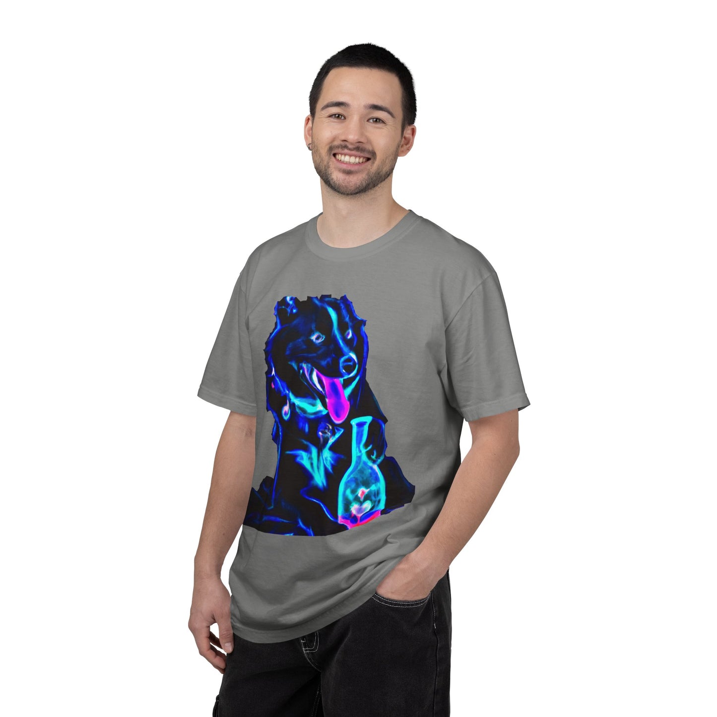 Neon Aura Dog T-Shirt — Vibrant Psychedelic Pup Graphic Tee