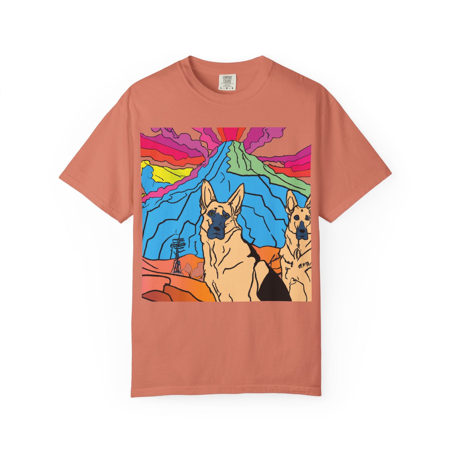 German Shepherds Retro Sunset T-Shirt — PLuROuT.com Graphic Tee