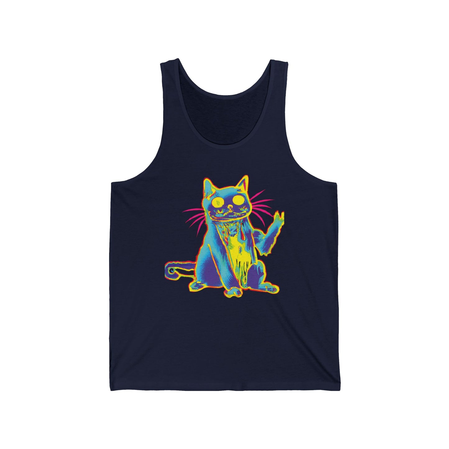 Psychedelic Cat Tank Top — Colorful Retro Cat Graphic Tank