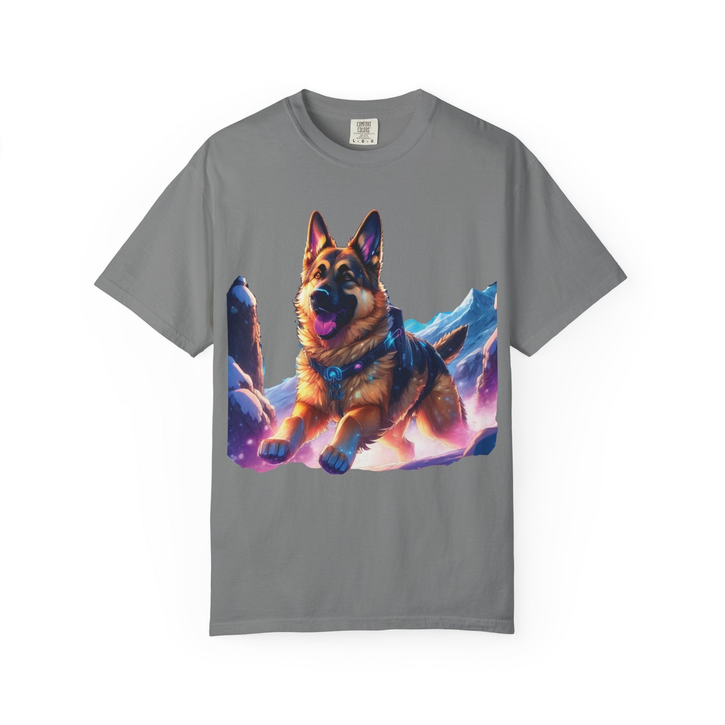 German Shepherd Mountain Tee — Vibrant Dog Graphic T-Shirt