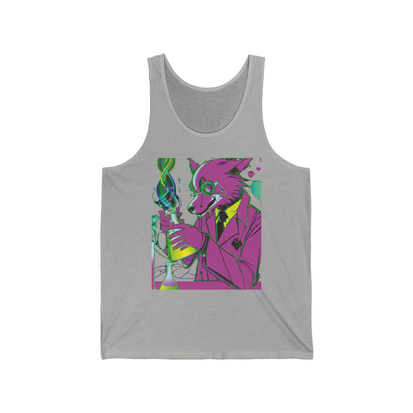 Psychedelic Fox Chemist Tank – Neon Lab Art Graphic Tank Top